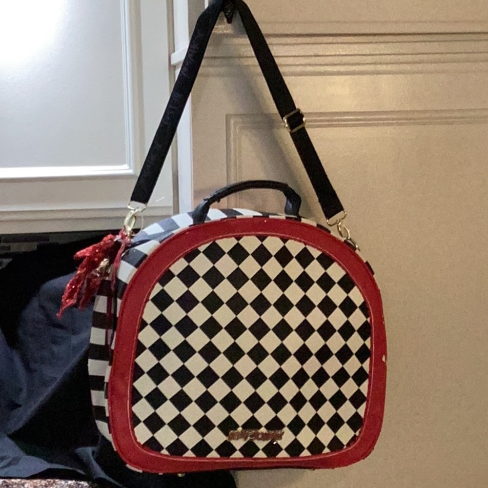 Betsey Johnson Checkered Handbag with Red Accents
